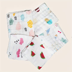5pcs Baby Towels Cartoon Gauze Square Towels