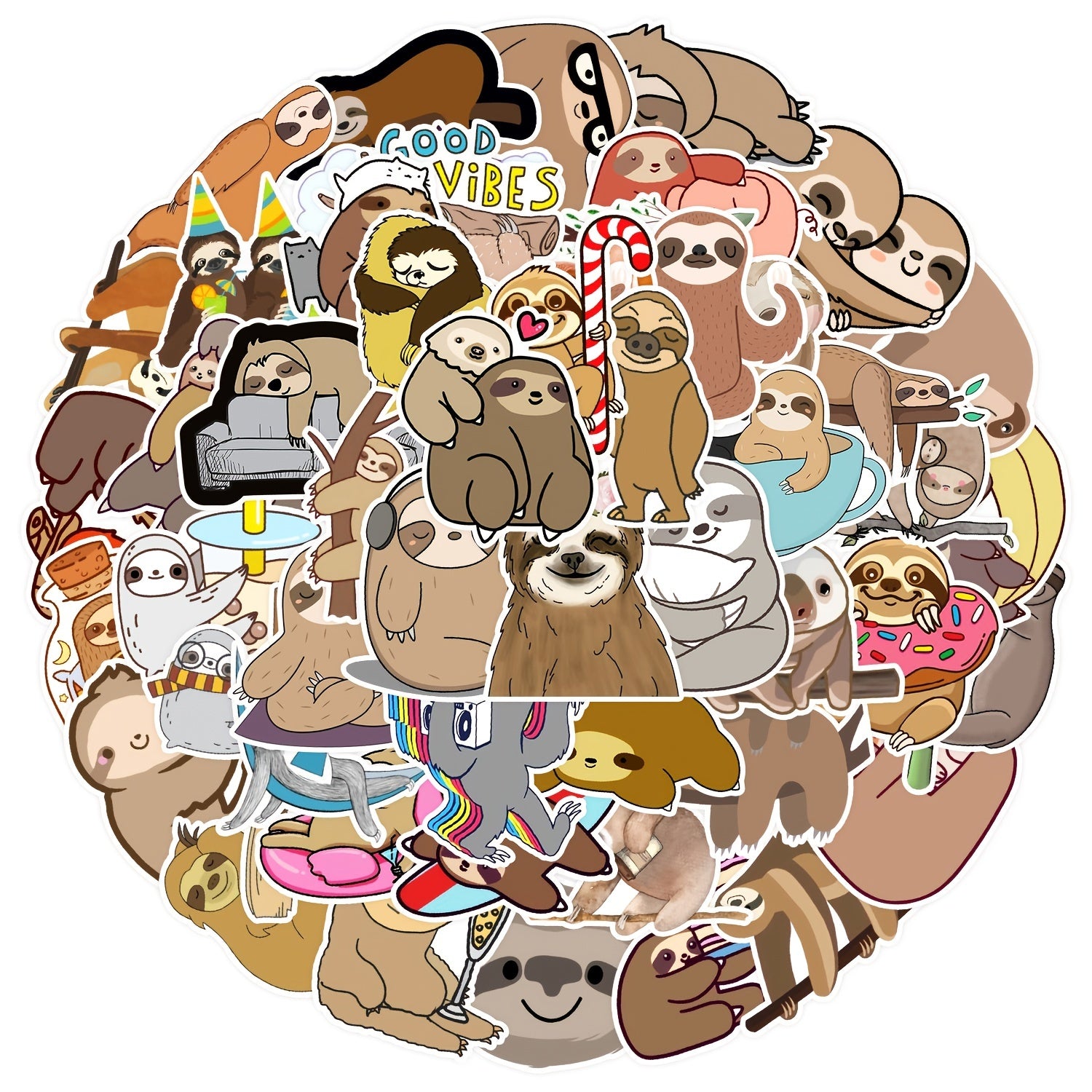 50pcs Sloth Doodle Waterproof Sticker DIY Creative Toy