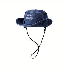 Embroidered Bucket Hats Washed Packable Beach Sun Hats Men Women Hat Strings