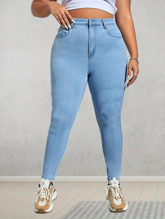 Plus Size High Rise Skinny Jeans with Button Fly