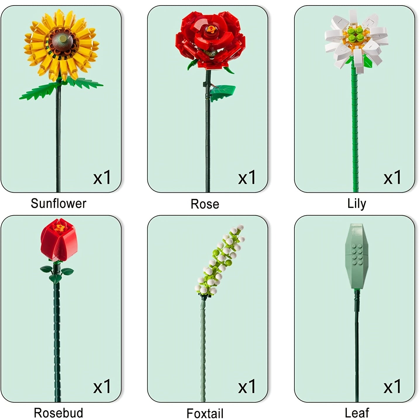 DIY Mini Flower Bouquet Building Blocks Set - Sunflower Rose Lily Fox
