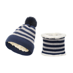 2pcs Warm Striped Hat & Scarf Set
