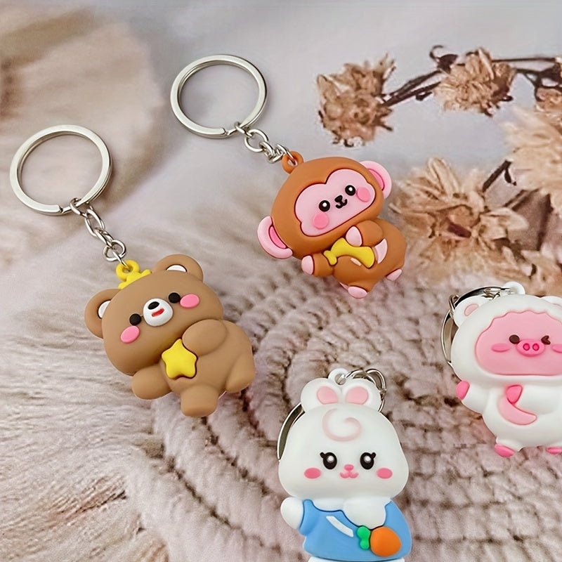 Cartoon Animal Door Ornament Soft Rubber Doll Keychain Pendant