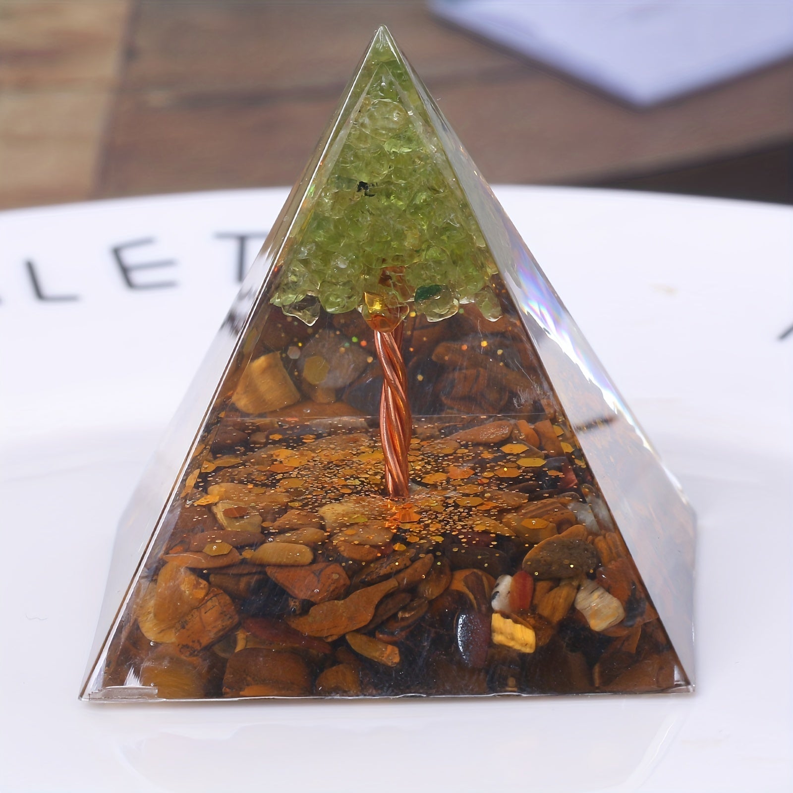 Orgone Crystal Tree Pyramid Energy Generator Chakra Meditation
