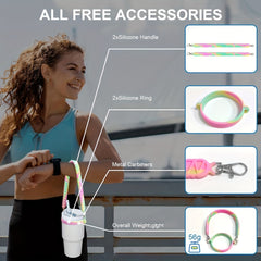 2pcs Silicone Bottle Handle Anti Slip Fits 8-40oz Bottles for Travel Hiking