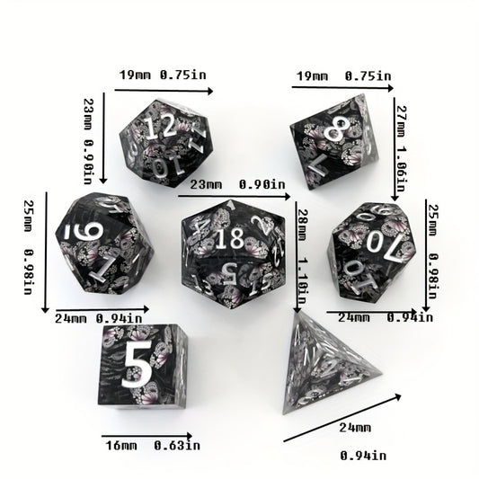 7pcs Butterfly Resin Polyhedral Dices For Table Games Gift