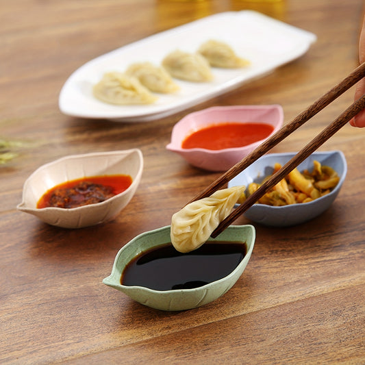 12pcs Leaf Shaped Sauce Dish Seasoning Plate for Sushi Dipping Bowls