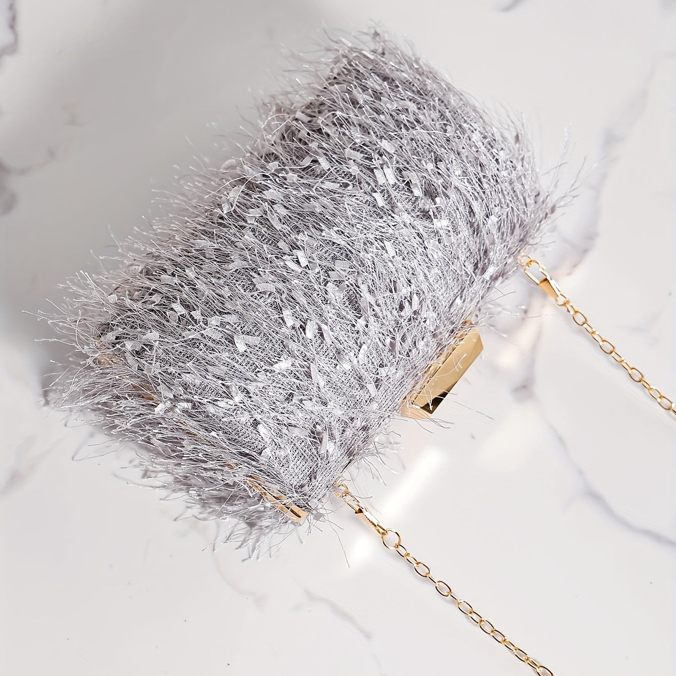 Glitter Tassel Chain Clutch Frame Purse Evening Bag
