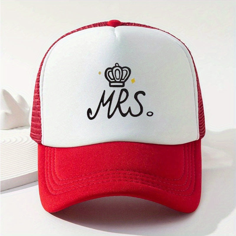 MRS Crown Baseball Cap Mesh Trucker Dad Hat Adjustable Sun Hat For Women