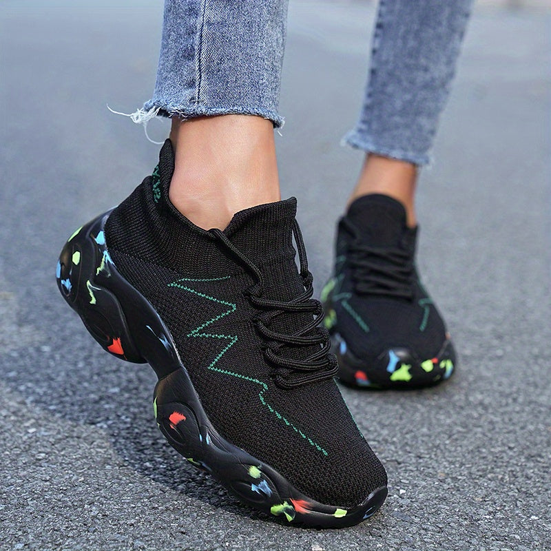 Women's Knit Sock Sneakers Casual Non Slip Platform Shoes