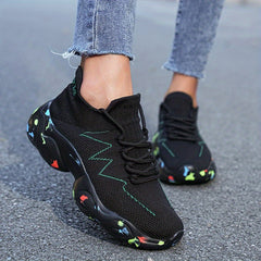Women's Knit Sock Sneakers Casual Non Slip Platform Shoes