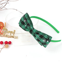 Christmas Bow Hair Band Double Checked Snowflake Ribbon Hair Band 6 Colors