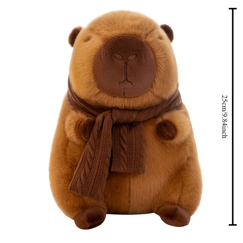 Capybara Plush Stuffed Animal with Scarf Soft Brown Furry Capybara