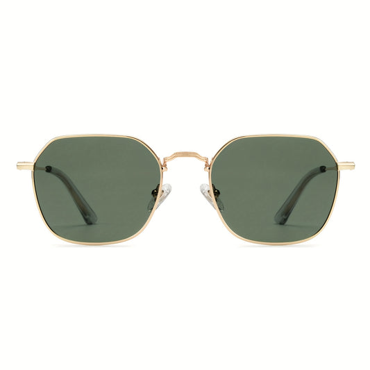 OUWEN Polarized Hexagon Square Sunglasses For Men Small Geometric Polygon