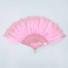 Pink Plush Folding Fan Dance Performance Photography Props