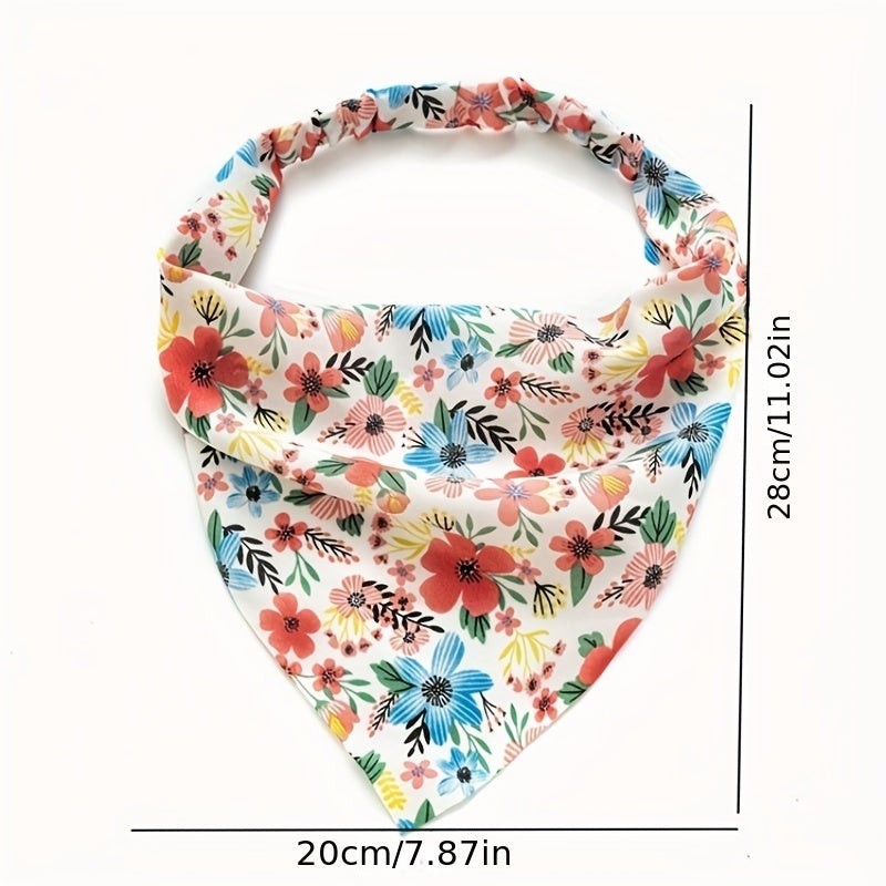 Pastoral Floral Bandana Elastic Triangle Scarf Hair Accessories