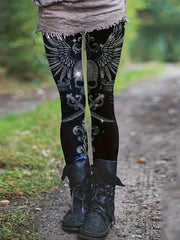  Goth Pants Women's Skull Wing Sword High Rise Skinny
