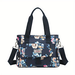 Floral Tote Bag Nylon Crossbody Handbag