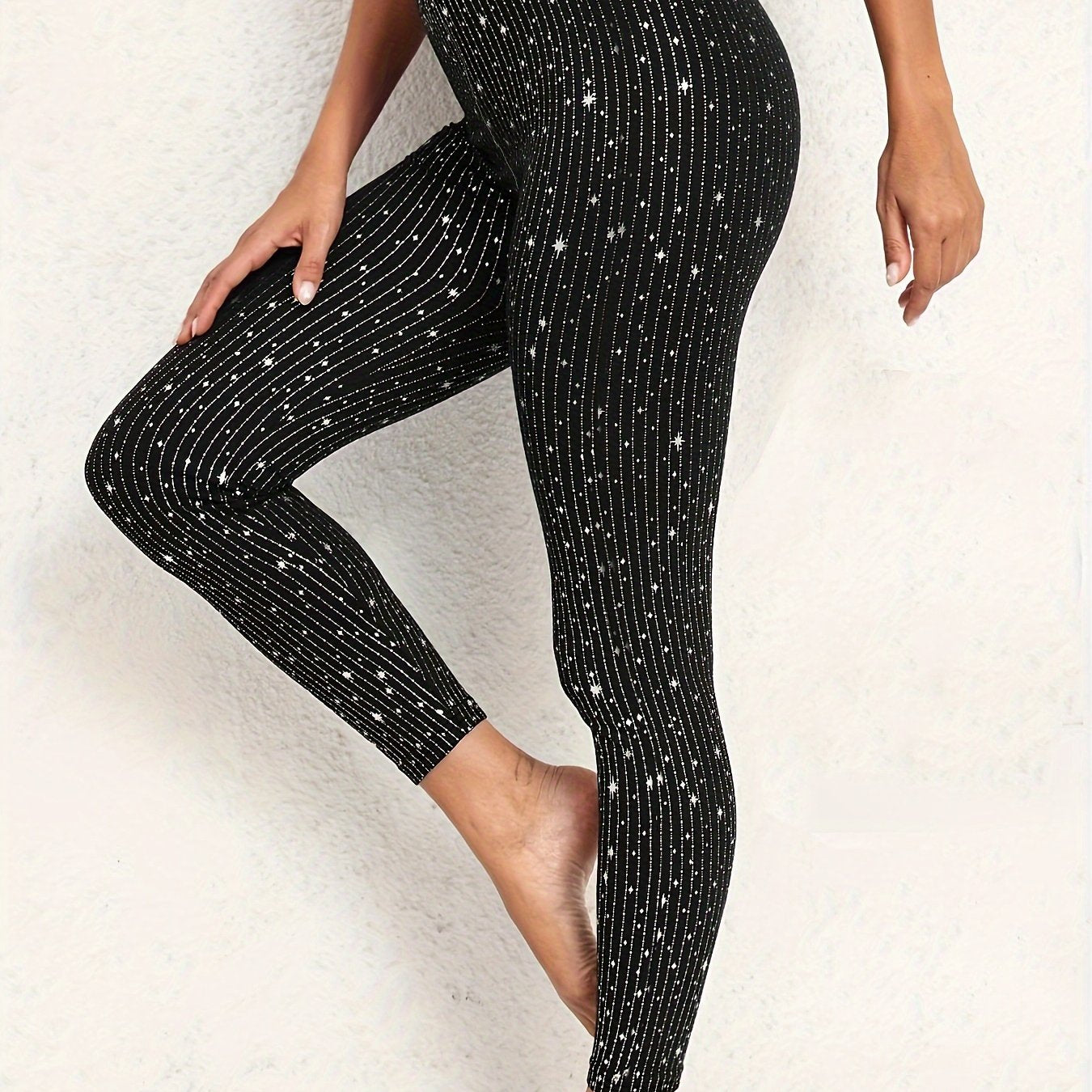  Glitter Star & Stripe Print High Rise Leggings