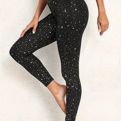  Glitter Star & Stripe Print High Rise Leggings