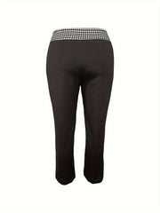 Colorblock Plaid Print High Rise Trousers