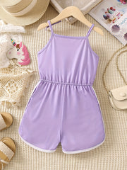 Toddler Girls Unicorn Graphic Bow Cami Rompers Jumpsuits