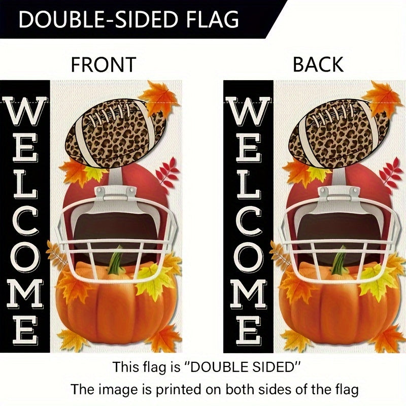 Football Welcome Garden Flag Burlap Maple Leaves Outdoor Decor