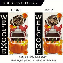 Football Welcome Garden Flag Burlap Maple Leaves Outdoor Decor