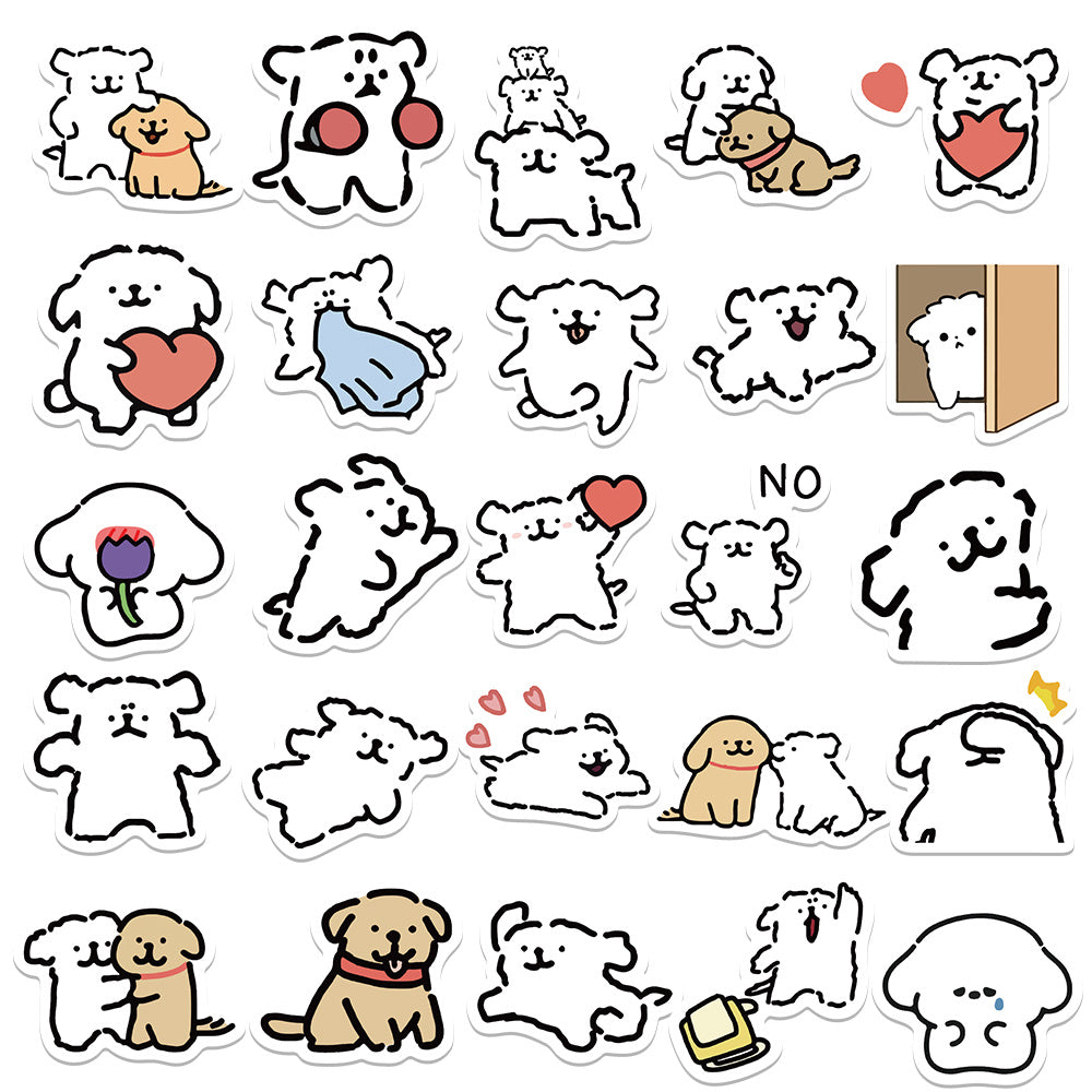 100pcs Puppy Dog Stickers Laptop Skateboard Phone Cute Animal Decals