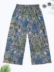  Geometric Print Drawstring Wide Leg Pants