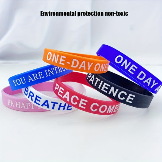 4PCS Inspirational Quotes Bracelet Elastic Wrist Strap