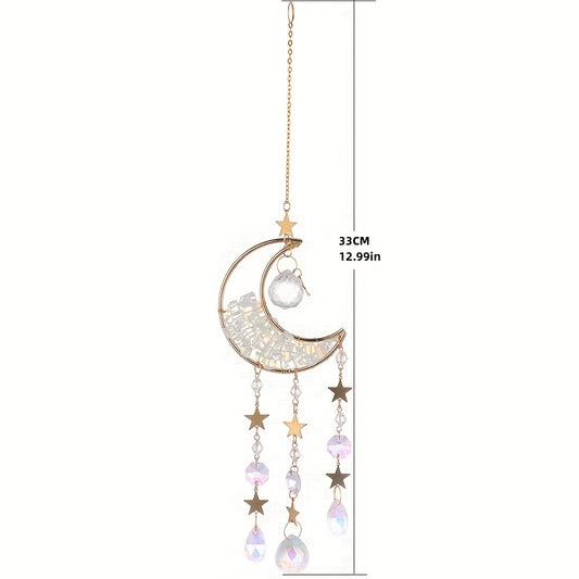 Moon Crystal Suncatcher Rose Quartz Rainbow Maker