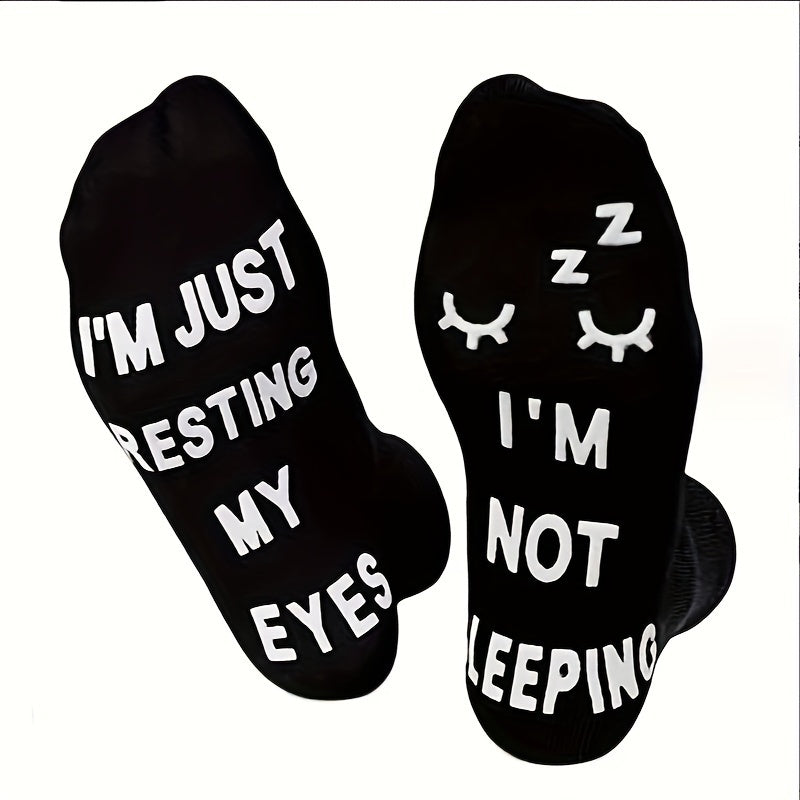 1pair Funny Letters Cotton Socks Breathable Non-slip