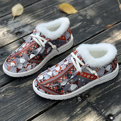 Women's Christmas Snow Boots with Snowflakes & Dwarfs Print