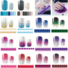 14 Sheets Gradient Glitter Nail Stickers Set Full Wraps Polish Stickers Decal St