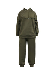  Solid Hoodie & Joggers Outfits Two Piece Set
