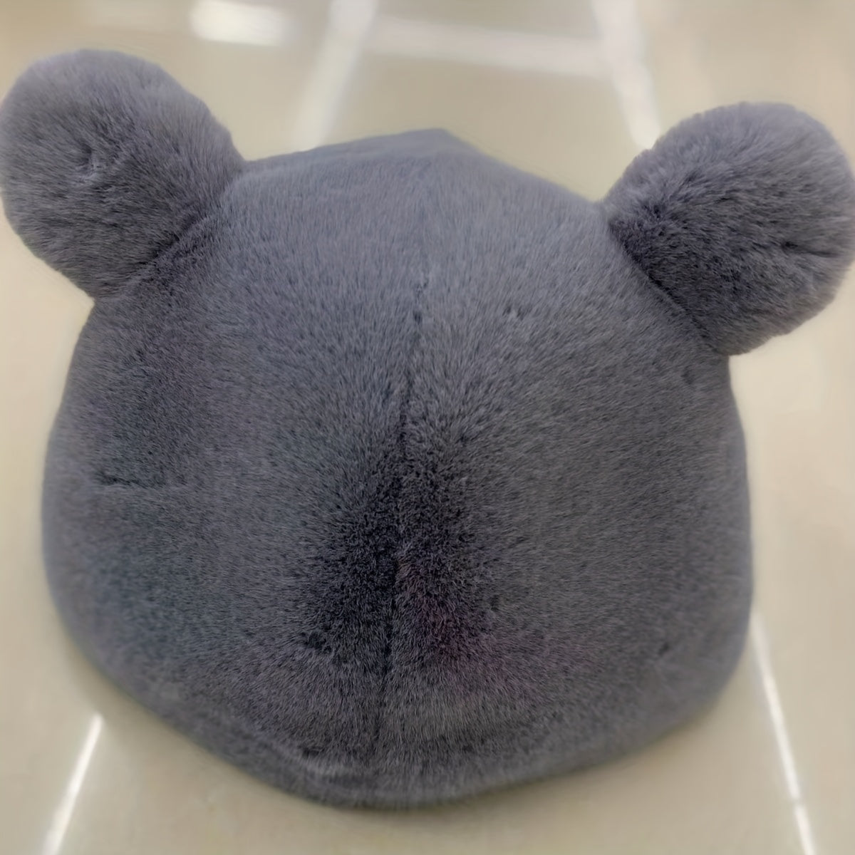 Bear Ears Plush Cloche Hats Faux Fur Warm Bucket Hat