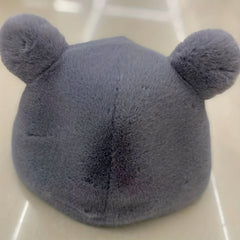 Bear Ears Plush Cloche Hats Faux Fur Warm Bucket Hat