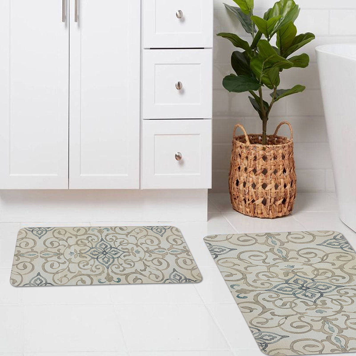 Geometric Print Kitchen Floor Mat Absorbent Non-slip Mat