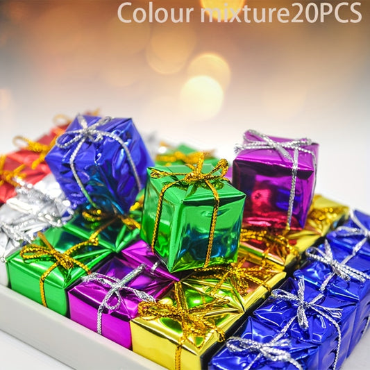 Mini Boxes Ornaments Assorted Colors Metallic Foil Wrapped Ornaments