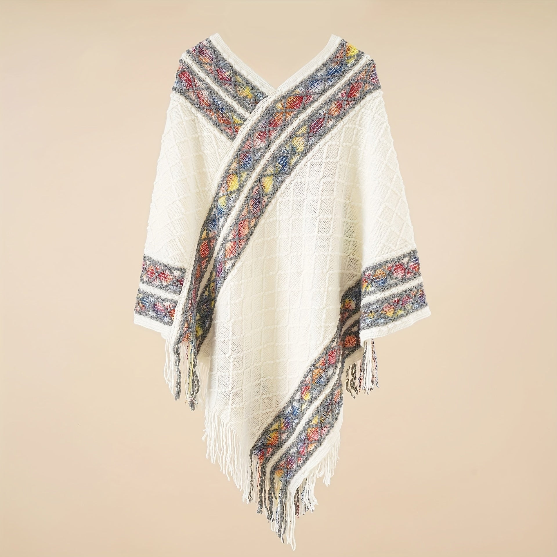 Bohemian Tassel Shawl Vintage Jacquard Warm Wrap Classic Cashmere