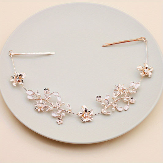 Bridal Flower Headband Rhinestone Hair Accessories Wedding Headdress
