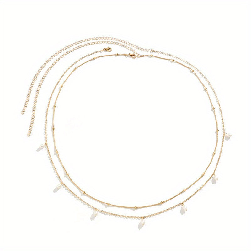 Double Layer Crystal Beads Tassel Waist Chain Belly Chain