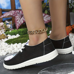 Women's Printed Canvas Shoes Comfy Lace Up Low Top Walking Sneakers