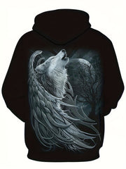 Men's Graphic Print Hoodie with Kangaroo Pocket