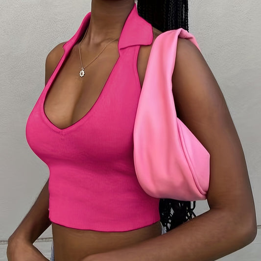 Sexy Halter Top Backless Sleeveless Cropped Top