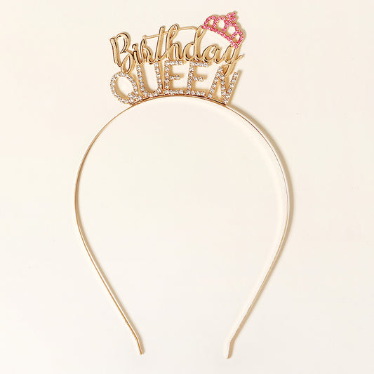 Golden Rhinestone Princess Headband Birthday Hair Band