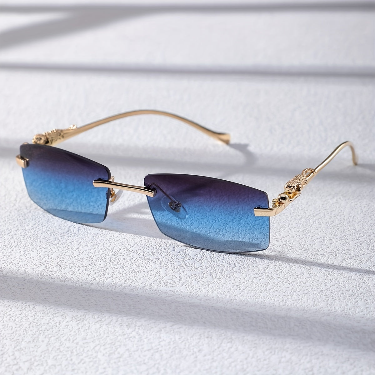 Metal Rimless Men's Sunglasses Black Frame UV400