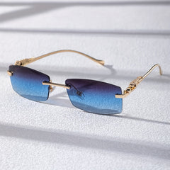 Metal Rimless Men's Sunglasses Black Frame UV400
