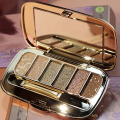 6-Color Diamond Pearly Glitter Eyeshadow Palette with Brush & Mirror